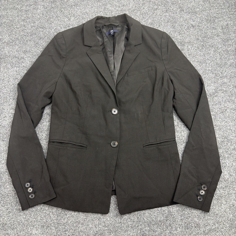 Gap Womens Blazer Jacket Size 2 Black 2 Button Lined Stretch Career Suit Coat S